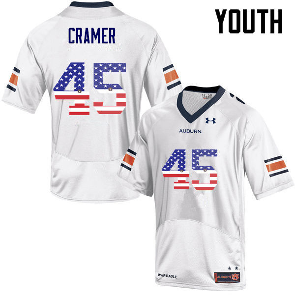 Youth Auburn Tigers #45 Chase Cramer USA Flag Fashion White College Stitched Football Jersey